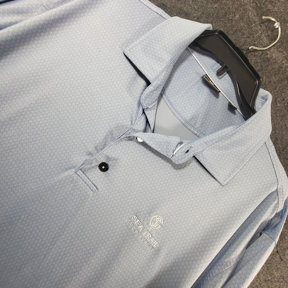 FootJoy Sea Trail Golf Resort Polo Shirt Mens XL Blue Geometric Micro Pattern FJ